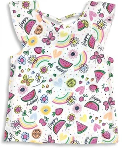 Fruit Shirt Girls Size 7 Rainbow Top Tank Cute Spring Summer Tee Butterfly - Picture 1 of 4