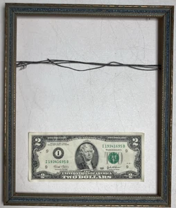 Vintage Original Oil Painting Picture Frame Old Pressed Wood Blue Turquoise Gold - Picture 1 of 11