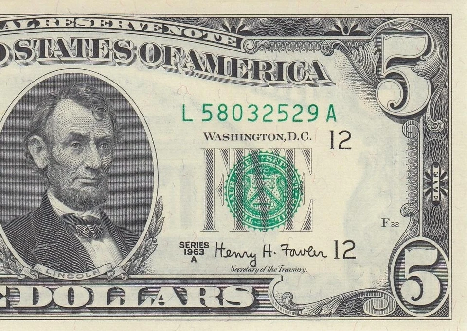 1963-A FEDERAL RESERVE NOTE "SAN FRANCISCO" $5 (( GEM UNC )) - Image 1 of 4