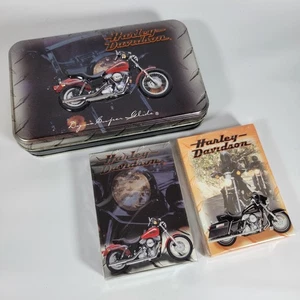 Harley Davidson Motocicletas Juego Cartas Coleccionista Tin Dyna Super Glide 2 Barajas - Imagen 1 de 5