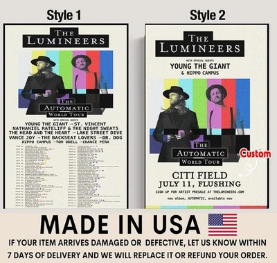 The Lumineers 2025 Tour Poster – North American Concert Custom date & city