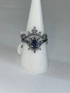 Size 8 TAKE ME TO THE STARS Tanzanite CZ (Set/2) Rings HEMATITE Bomb Party NEW - Picture 1 of 4