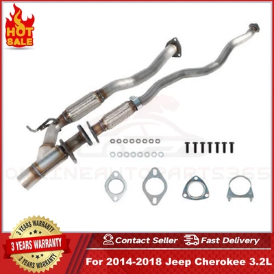 Tubo delantero de acero inoxidable con kit de tubo Flex Y se adapta a: Jeep Cherokee 2014-2018 3,2 L Foto 1 de 4