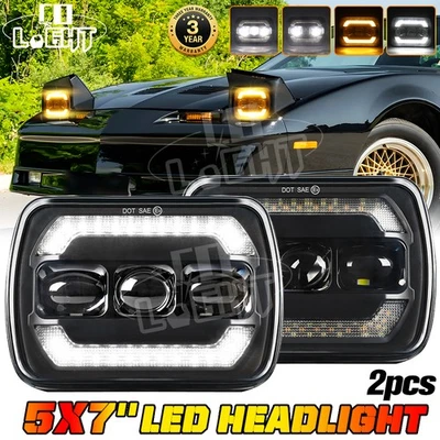 Rectangular 5x7" 7x6" LED Headlight High/Low Beam For Firebird 1982-1990 Truck - Image 1 of 4