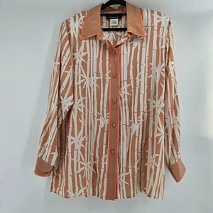 Vtg Bob Mackie Wearable Art Silk Shirt Top Blouse Large Retro Office Maximalist - Picture 1 of 9