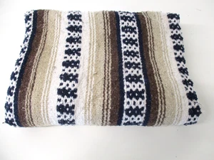 Vintage Mexican Blanket, Sarape, Throw, Rug, Brown, Picnic, Festival, Camping 75 - Picture 1 of 7