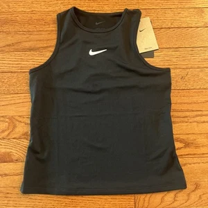NWT Nike Victory Dri-FIT Junior Girls' Tennis Tank Top Black Size M - Picture 1 of 11