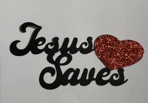 Jesus Saves Word Title Paper Piecing Hand Made Card stock  - Picture 1 of 3