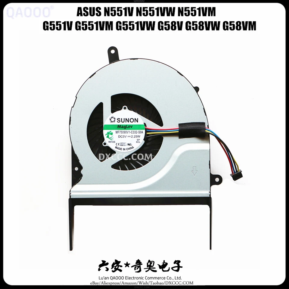 ASUS GL551VW G551V G551VM G551VW G58V G58VM G58VW CPU Cooling Fan - Image 1 of 4