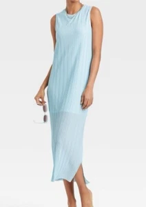Womens Lt. Blue A new Day Sleeveless Plisse Dress size S - Picture 1 of 5