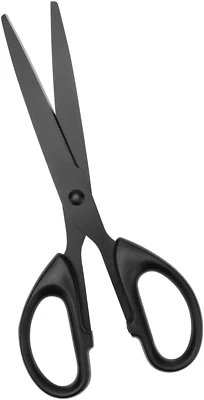 7" Black Metal Office Scissors All Purpose Straight Scissors Stainless Steel Bla - Image 1 of 4