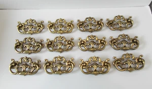 VTG Chunky Large Brass Tone Drop Bail Cabinet Drawer Pulls Handles Lot Set of 12 - Picture 1 of 8
