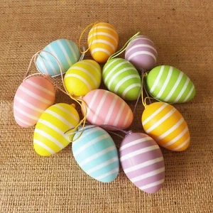 Purple Yellow Orange Pink Stripe Plastic Easter Eggs Decoration Hunt Bonnet - Picture 1 of 4