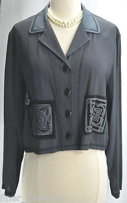 Nina Piccalino coat lightweight jacket embellished ART top crop SZ M VTG NEW - Image 1 of 4