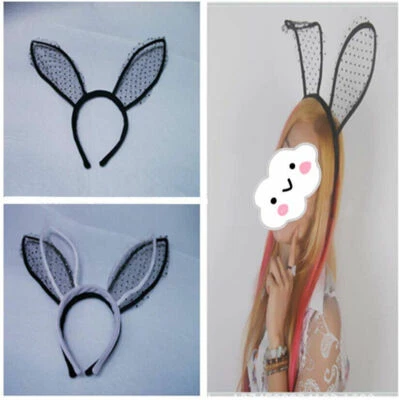 Easter Bunny Rabbit Ears Polka dot net on Headband Festival Party,Fancy Dress. - Image 1 of 2