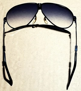 VTG Ferrari Aviator Folding Sunglasses Black Frames Black Fade With Case EUC 80s - Picture 1 of 24
