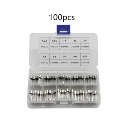 Juegos surtidos de fusibles de tubo de vidrio de soplado rápido 0,2 A-15A de 100 piezas de 5 x 20 mm 250 V Foto 1 de 4