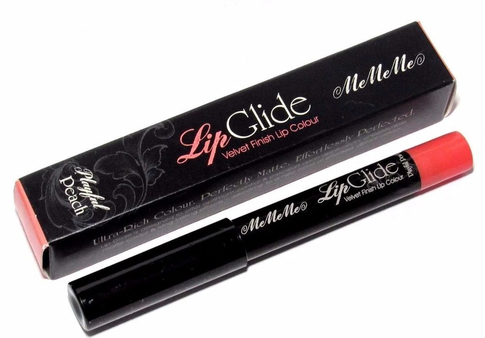 Deslizamiento de labios MeMe acabado terciopelo color de labios juguetón melocotón *paquete triple* Foto 1 de 2