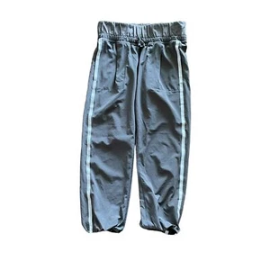 Ivivva Girls Size 10 Gray Cropped Athletic Jogger Pants Blue Stripe Elastic Cuff - Picture 1 of 5