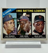 1966 TOPPS CLEMENTE, AARON & MAYS NL BATTING LEADERS CARD #215