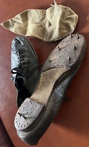 Antique Early 1900’s  Leather baseball track cleats Used At bates college