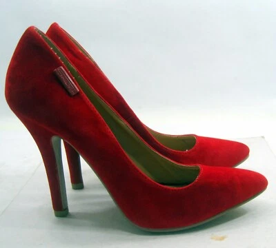 Rojo 4.5" Alto Tacón de Aguja Puntera Punta Zapatos Mujer Talla 6.5 Foto 1 de 4