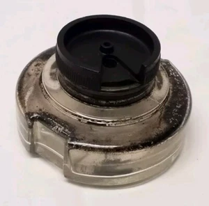 Unique Antique Ink Well Round Grooved Clear Glass Wide Base 3" For Bracket Hold - Picture 1 of 17