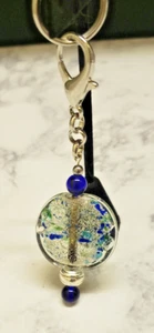 Blue/Clear Venetian Lampwork, Silver Spacer, Key Chain, Purse Charm - Handmade - Picture 1 of 7