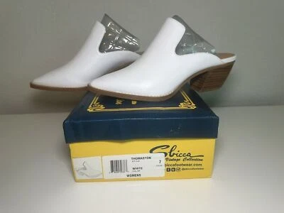 Sbicca Thomaston White Slip On Leather Mule Stacked Heel Women's SIZE 7 NIB - Image 1 of 4