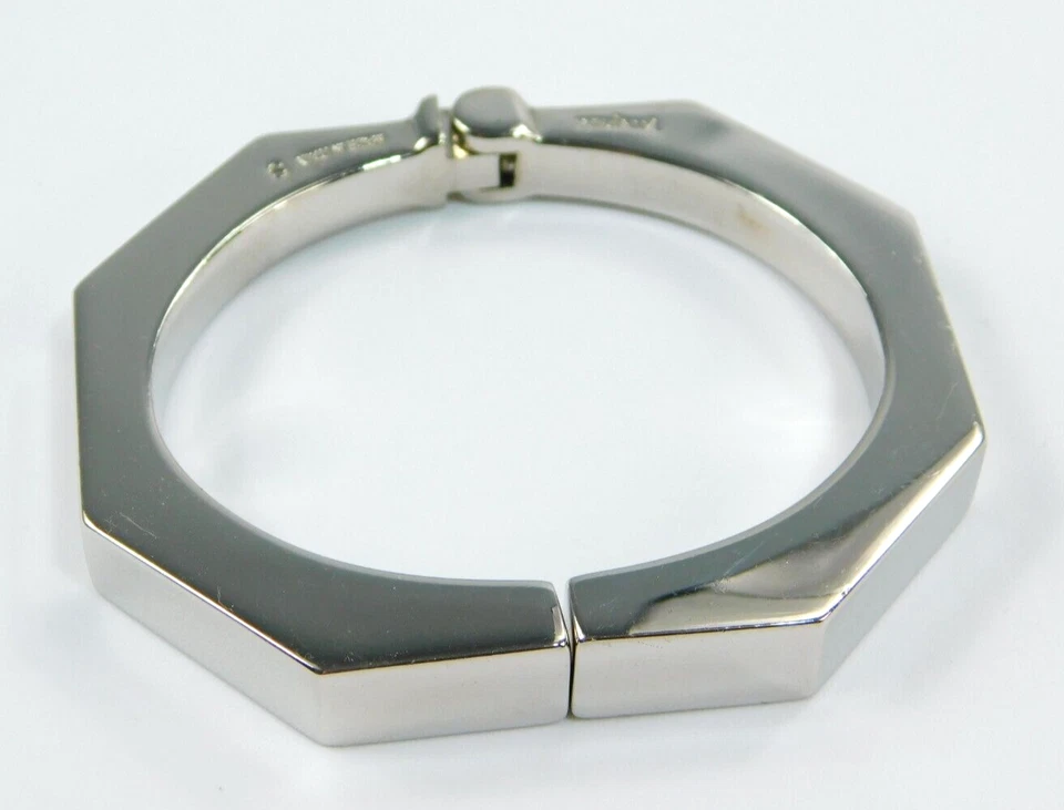 Vita Fede Italy S Silver Tone Sleek Octagonal Hinged Bangle Bracelet 3/8"W 6"L - Image 1 of 4