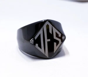 The Danbury Mint Midnight Magic Diamond Signet Ring Sz 11 - JFS - Picture 1 of 8