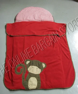 Pottery Barn Kids Monkey sleeping bag nursery preschool nap mat red bed 24x54 - Image 1 of 4