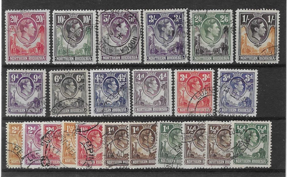 Северная Родезия 1938-52 набор до 20/-, SG25-45, очень тонкий компакт-диски б/у, Cat £190 - Изображение 1 из 1