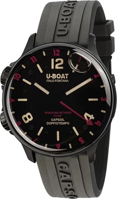 U-Boat 8841/A Capsoil Doppiotempo DLC Red Rehaut black Rubber Men's Watch NEW - image 1 of 4