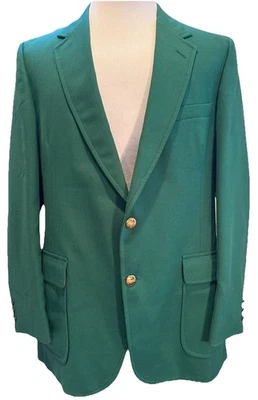 VTG LACOSTE IZOD Kelly Green Sport Coat Blazer Gold Alligator Buttons Size 42L - Изображение 1 из 4