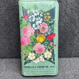 Shag Wear Floral Wildflower Garden Spring Geldbörse Damen Kunstleder 7” türkis - Bild 1 von 7