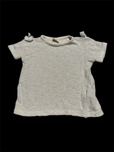 Zara Girls Soft Collection Sweater Shirt Short Sleeve Beige Glittery Size 4/5 - Picture 1 of 6