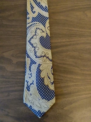 Corbata de diseñador vintage Valentino con estampado azul marino y beige para hombre - Italia Foto 1 de 4