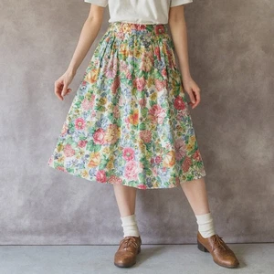 Vintage Floral Aline Midi Skirt 90s Cottagecore Boho Pheasant Bohemian Pull On - Picture 1 of 10