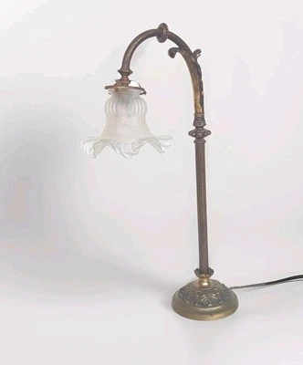 MAGNIFIQUE ANCIENNE  LAMPE DE BUREAU  NOTAIRE EN LAITON ET BRONZE ART NOUVEAU  - Photo 1/4