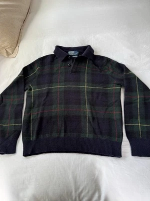 Polo para hombre de Ralph Lauren talla S 100 % cachemir suéter a cuadros azul marino  Foto 1 de 4