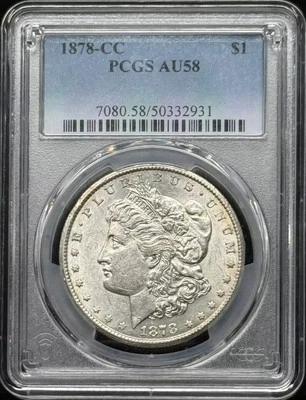 1878 CC Morgan Silver Dollar PCGS AU-58 - Image 1 of 2