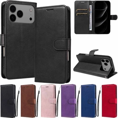 For iPhone Air 17 16 15 14 13 12 11 Pro SE Wallet Card Holder Leather Case Cover - Image 1 of 4