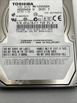 disk drive toshiba hdd2h26  mk1255gsx 120 gb - Image 1 of 4