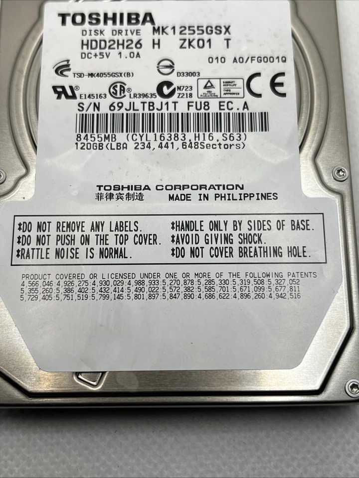disk drive toshiba hdd2h26  mk1255gsx 120 gb - Image 1 of 4