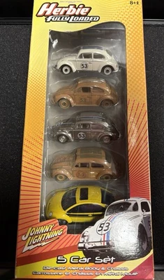 2005 Johnny Lightning HERBIE FULLY LOADED 5-car Set Volkswagen New Beetle VW Bug - Image 1 of 3