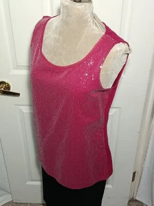 Coldwater Creek Women's M 10-12 Sequin Tank Top Sleeveless Round Neck Lined Red - Picture 1 of 17