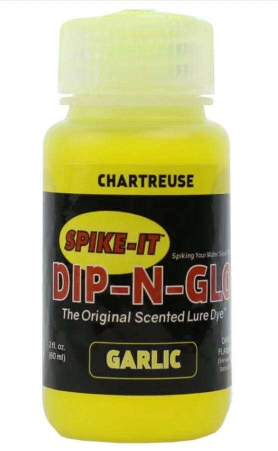 SPIKE-IT DIP-N-GLO 4OZ CHARTREUSE SOFT PLASTIC GARLIC SCENTED LURE DYE - Image 1 of 1