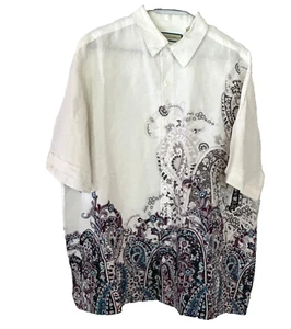 Camicia uomo Havanera misto lino con bottoni XL multicolore manica corta paisley - Foto 1 di 11