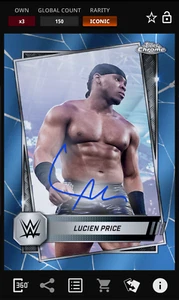 Topps WWE Slam 2025 Lucien Price Blue Signature 150cc Iconic DIGITAL - Picture 1 of 2